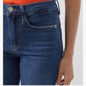 Frame Denim High-Rise Slim Jeans in Dark Blue Wash